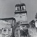 Ruinas de la ermita del Espíritu Santo y torre de Santa María tras la Guerra Civil. Foto cortesía de Enrique López Ríos.