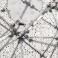 Octagon, Dome, Drape (detail). Wire, plastic tubes, aluminum tape, magnifying sheet, beads, wood, inkjet on Mulberry paper, graphite. 5' H x 4' W x 2' D. 2016. Photo credit: Terry Brown Photography