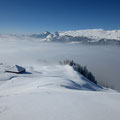 Unterhalb der Alp Mittlist Gfäl kommt die Nebelgrenze