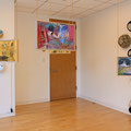Hanging works by Naomi Okubo The works on the wall and floor by LuLu Meng  