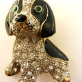 1950 Vintage Rhinestone and Black Enamel lovely Puppy top quality Brooch-  -Art.600/3-  SOLD OUT