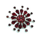 Rhinestones Vintage 1950's Snowflake/Flower/Sun Large Pin Brooch whit vibrant red rhinestones - unsigned beauty - art.222/6 -SOLD OUT