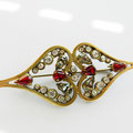 1920 collar brooch doppio cuore e luminosi cristalli  -art.198/2-   SOLD