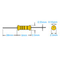 resistencia 1/4W 0.25W Dimensiones