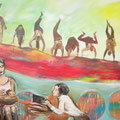 die Verehrer - 150 x 120 cm - Acryl, Quarz auf Leinwand - verkauft
