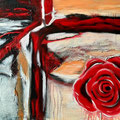 florale Annäherung - Mixed Media - Leinwand 60 x 80 cm