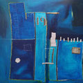 "Das blaue Haus" - Mischtechnik auf Leinwand 80x100 - 490.-