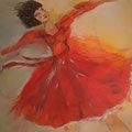 das rote Kleid, Acryl auf Leinwand, 1m x 1m, 2024, 700,- EUR