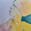 die gelbe Mütze, Acryl auf Papier, 50 x 60 cm, 2024, 340,- EUR