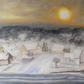 Winter in Zainingen, Altdorf im Winter in Öl mit aufwendigen Lichteffekten - Maße 70x 50cm - Preis: 450 Euro
