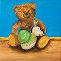 Teddy und Schnecke, 20 x 30 cm, Acryl