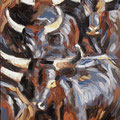 Camarguaises - Chaleur & Poussière - diptyque - Huile sur toile - 65 x 108 cm- 2005
