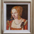 模写「若いベネツィア婦人の肖像」　F3　テンペラ　2011年　
