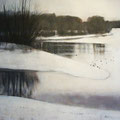 Wandeling in de winter #1, 2012 / acrylverf en pigment,houtskool op linen doek / 84x100cm, price: by request