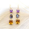 "Gioia" - Ohrhänger Gelbgold 750 mit Amethyst, Opal und Citrin VERKAUFT