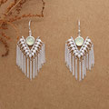 "Feather" - Boho-Ohrhänger Silber 925 mit Prehnit und Süsswasserperlen, VERKAUFT