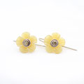 "Blumen" Ohrhänger Weissgold 750 mit gelben Diamanten und geschnitztem Achat VERKAUFT