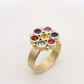 "Belle" - Goldring 750 mit Saphiren (pink/gelb/grün), Amethyst, Iolith, Citrin und Rubin VERKAUFT