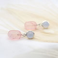 "TicTac" - Ohrstecker Silber 925 mit Chalcedon und Rosenquarz, 700.-