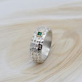 "Artdeco" - Silberring 925 mit in Gold 750 gefasstem Smaragd, 715.-