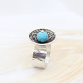 Silberring 925 mit geschwärztem Element und Türkiskugel, 192.-