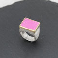 Silberring 925 mit in Gold 750 gefasstem Cobaltcalcit VERKAUFT