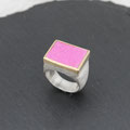 Silberring 925 mit in Gold 750 gefasstem Cobaltcalcit VERKAUFT