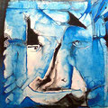 Mirada Azul de Lobo - Acrílico sobre tabla 50 x 50 cm