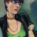 Self Portrait w/Beads, oil on panel, 18"x24", 2008