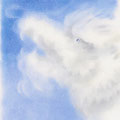 「雲の龍」　（同じく辰年の年賀状用に作成した一枚です。細かく描き込むとうっかり怖くなってしまいそうだったので雲に見立てて描きました。）