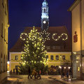 Blick auf den Neustädter Markt mit dem Weihnachtsbaum welcher in diesem Jahr auf dem Grundstück des Autohaus Rußig gefällt wurde, 01.12.18