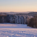 Winterlandschaft auf Richters Berg bei Neustadt, Blick Richtung Sächsische Schweiz und Tschechien.