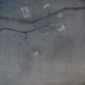 「十月桜」綿布、岩絵の具