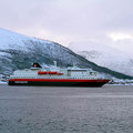 Dann ist sie da, die MS Polarlys in Sortland.