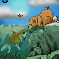 ours et poisson geant