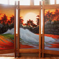 TheyCallMeMellowYellowCauseShe'sJustMadAboutMe (28"x56")3  acrylic on wood changing screen framed in teak