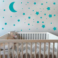 Moon and Stars Wall Decal turquoise wall art set