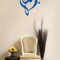 Blue clef heart decal vinyl wall art sticker for home decorating.