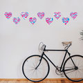Union Jack hearts in bright colour stickers for home decorating