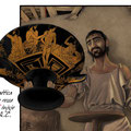 Un vasaio greco con Kylix attica a figure rosse.