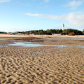 Plage à dominante sableuse (Cap Ferret). On voit clairement les rides (Ripple-marks) qui sont créés par le vent et les courants.