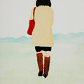 「景色　-淡萌黄色-」　　33.4×24.3㎝　　孔版・アクリル絵具・紙・パネル