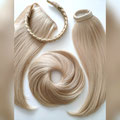 Объёмая РЕЗИНКА из Волос, шиньон-резинка, Классическая КОСА на ободке, славянские волосы, прямые, медно-русые