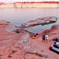 Lake Powell is a reservoir on the Colorado River, straddling the border between Utah and Arizona. 