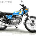 バイクを描いた水彩画