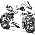 バイクの白黒イラスト