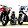 バイクと人物のイラスト