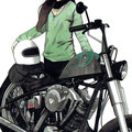 バイクと女性のイラスト