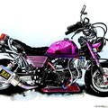 紫のバイクを描いたイラスト