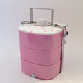 お弁当箱127　ピンク水玉3段　160×160×180H　￥1,000